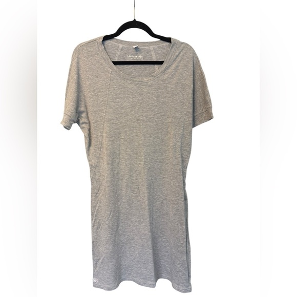 Lacoste Active Sport Grey Knit Short Sleeve Athletic Jersey Dress Size 36 Small - Picture 1 of 6
